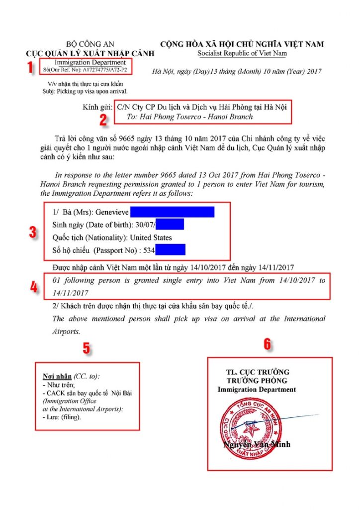 Vietnam visa approval letter - Updated details 2024