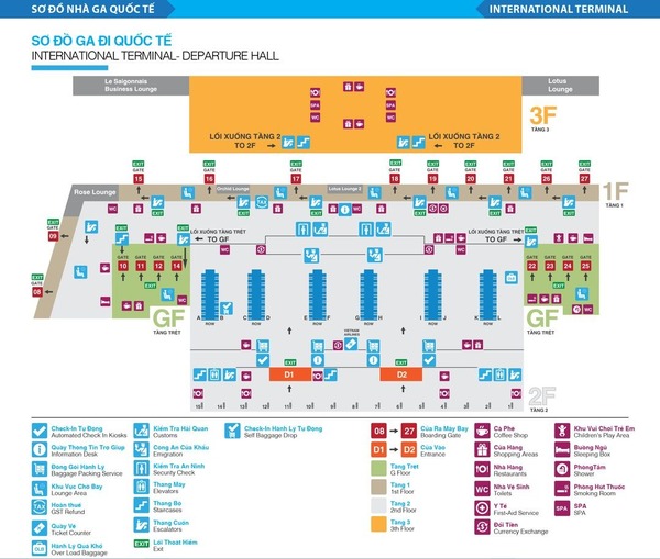 International departure terminal map at Tan Son Nhat airport