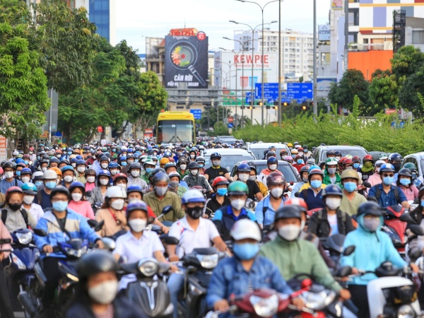 Motorbikes are the most common form of transportation in Vietnam